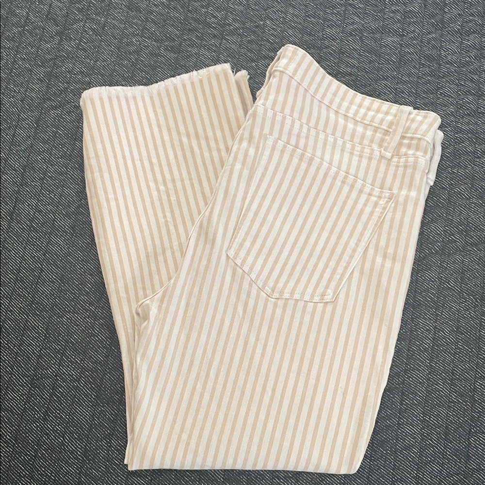 Abercrombie & Fitch Striped Cream and Tan Jeans